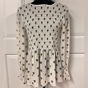 Rose + Olive Smocked Heart Print Top